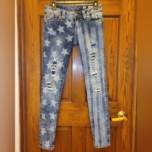 Miss Me Stars and Stripes Patriotic Skinny Jeans Size 26